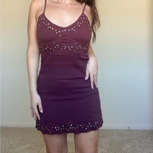 Brown/burgundy Y2K midi dress